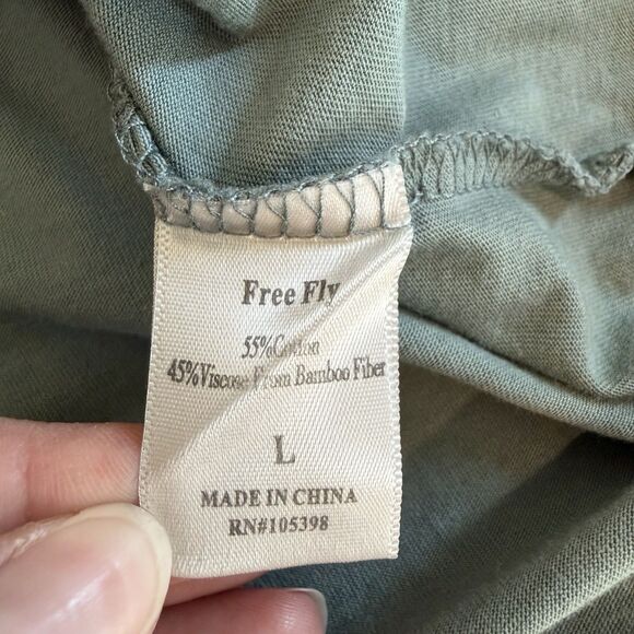 Free Fly Henley Shirt Men Large Green Button Bamboo Stretch Fishing Heritage - Picture 6 of 9